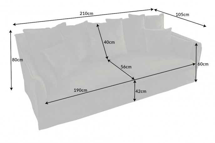 AMANDA - 215 cm soffa i mörkgrön sammet