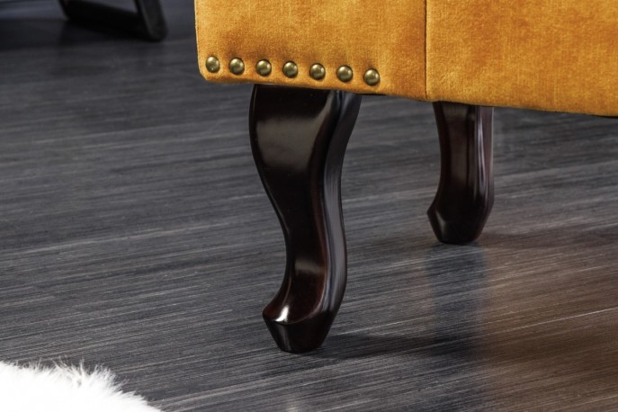 GEORGE - 80 cm chesterfield-sittpall i senapsgul sammet