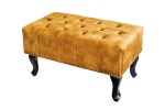 GEORGE - 80 cm chesterfield-sittpall i senapsgul sammet