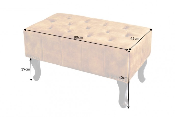 GEORGE - 80 cm chesterfield-sittpall i senapsgul sammet