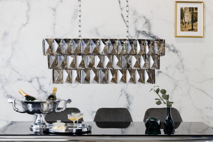 CAROLINE - 90 cm kristall-lampa i grått