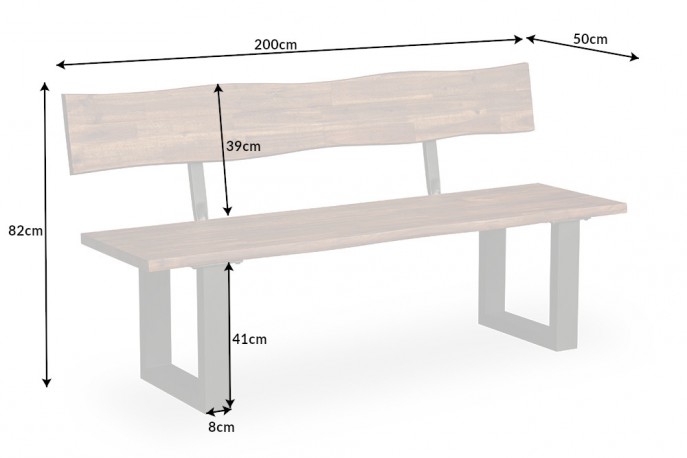 ECCO - 200 cm bänk i akaciaträ