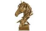 HORSE - 40 cm hästhuvud-skulptur i guldfärg