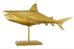 SHARK - 100 cm haj-skulptur i guldfärg