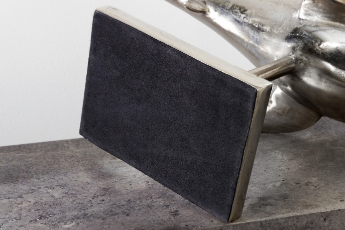 SHARK - 100 cm haj-skulptur i silverfärg