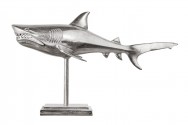 SHARK - 70 cm haj-skulptur i silverfärg