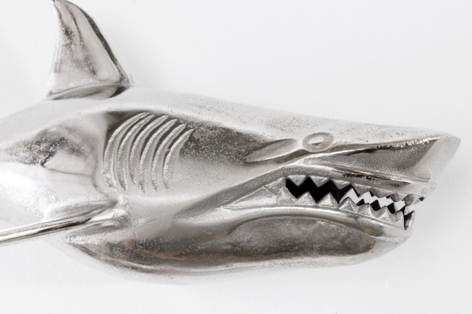 SHARK - set om 2 st. 70 cm haj-dekoration i silverfärg