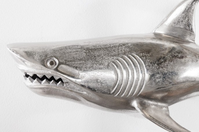 SHARK - set om 2 st. 70 cm haj-dekoration i silverfärg