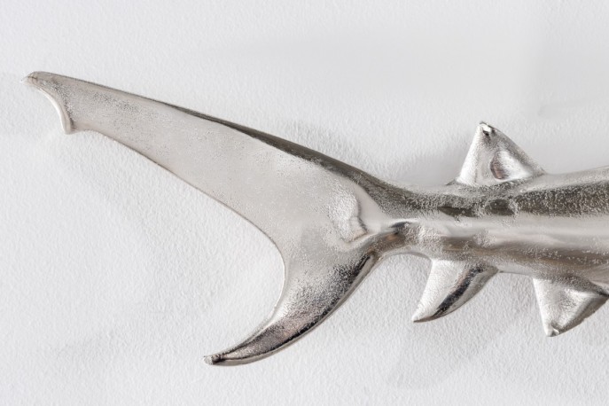 SHARK - set om 2 st. 70 cm haj-dekoration i silverfärg