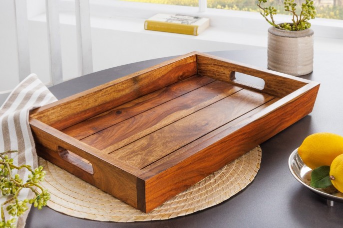 AIDAN - 44 cm bricka i sheesham-trä