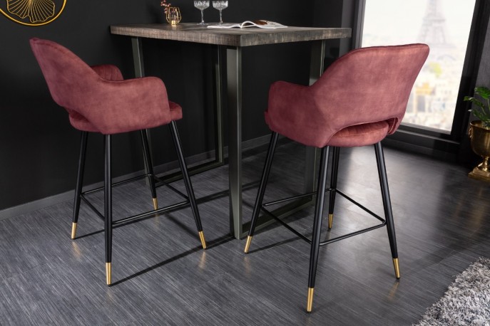 RIRI - barstol i quiltad röd sammet