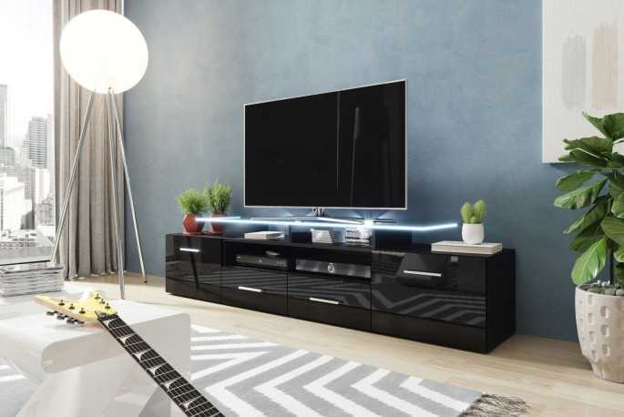 Mediabänk - HESTON, modern tv-bänk med LED-belysning