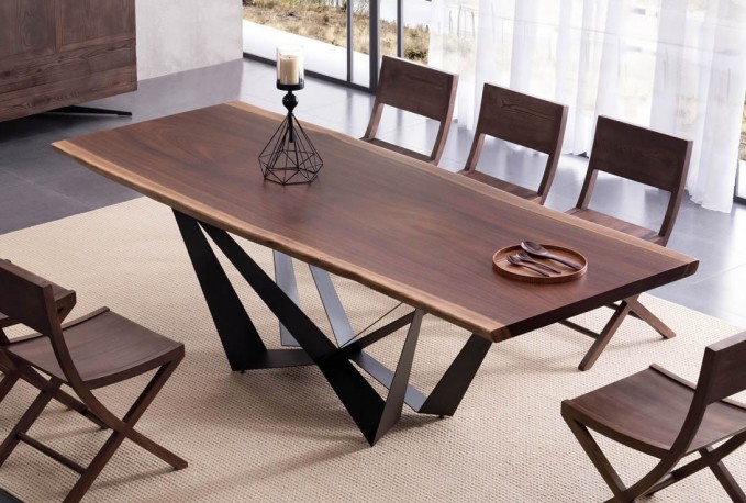 VERNEER - 220 cm exklusiv matbord i valnöt, ett helt stycke