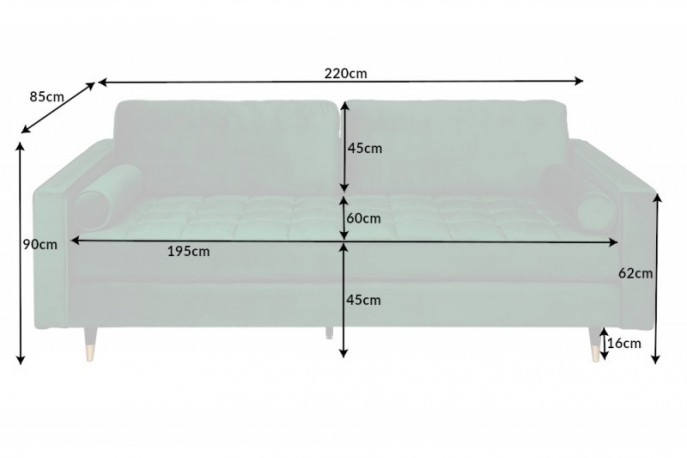 BELLANI - 225CM EMERALD GRÖN SAMMETSSOFFA