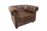 CHESTERFIELD - 110cm brun fåtölj i retrostil