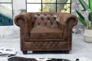 CHESTERFIELD - 110cm brun fåtölj i retrostil