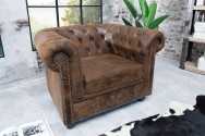 CHESTERFIELD - 110cm brun fåtölj i retrostil