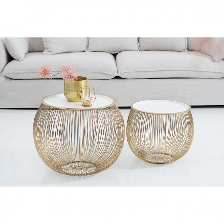 BOWL - 51cm soffbord i guld och vitt