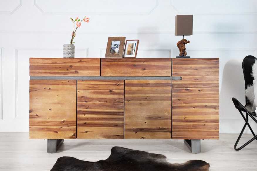 SAMOA - 170cm sidobord i antracitgrått och trä