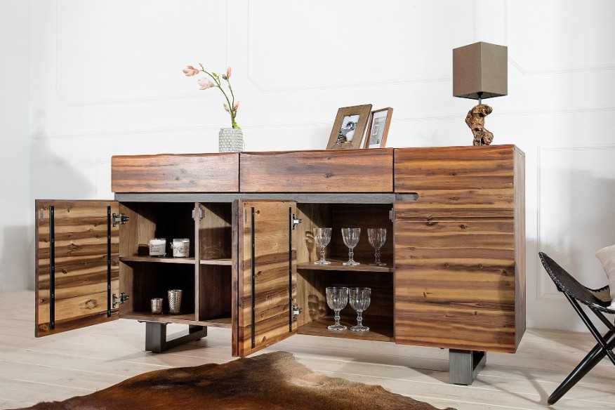 SAMOA - 170cm sidobord i antracitgrått och trä