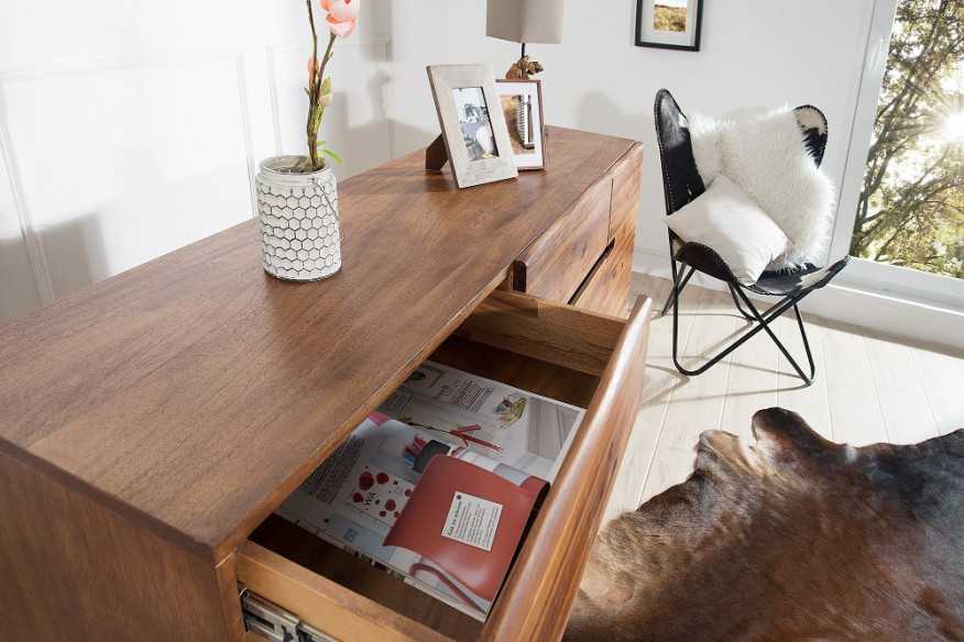 SAMOA - 170cm sidobord i antracitgrått och trä