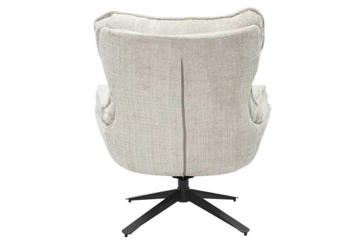 Armchair CLOUD 360° rotatable textured fabric champagne beige w/ black