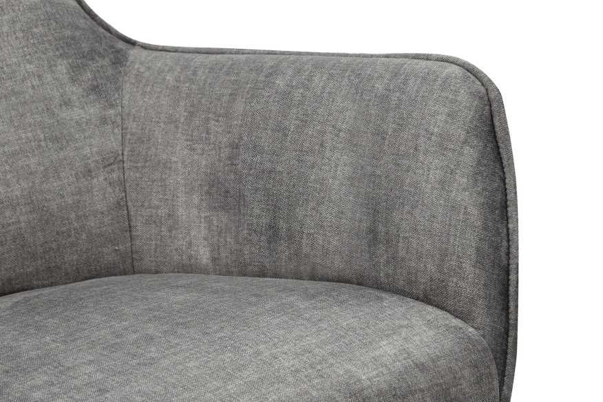 Armchair VOGUE 360° rotatable velvet grey w/ black metal frame