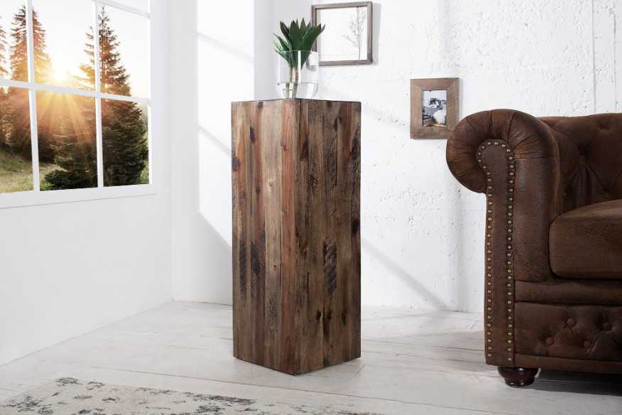 Säule Columna 75cm vintage braun Akazie