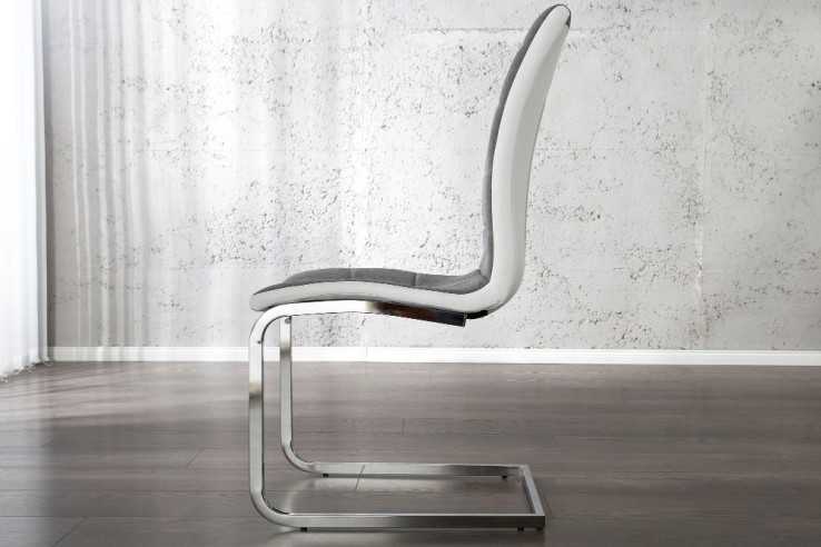 Freischwinger London II grau weiss mit Step.