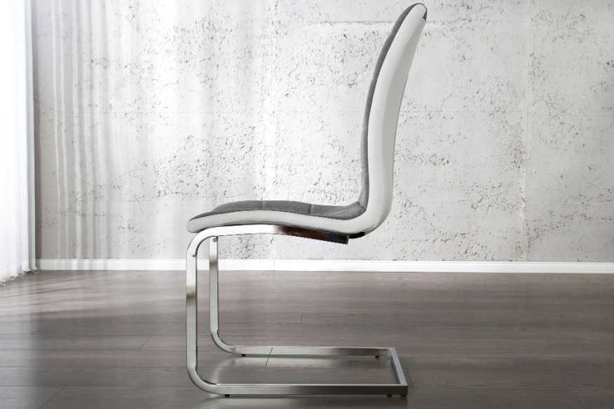 Freischwinger London II grau weiss mit Step.