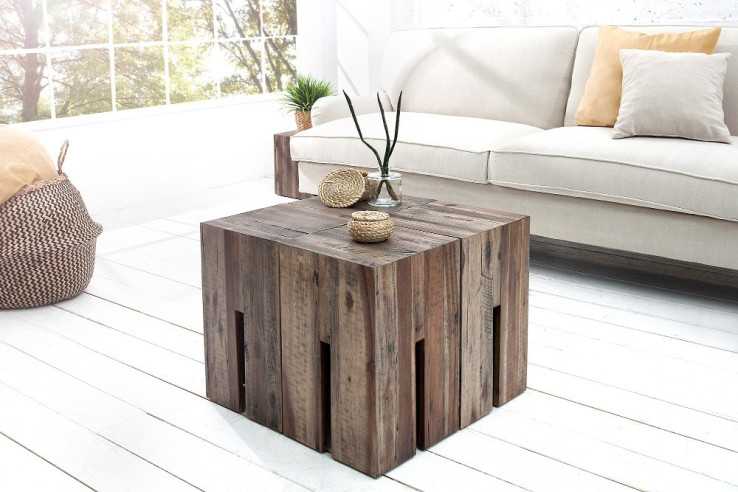 Hocker Castle 45cm Akazie Vintage
