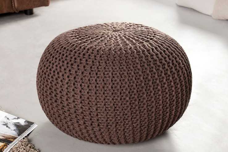 Pouf Leeds 50cm dark coffee Strick