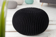Pouf Leeds 50cm schwarz aus Strick