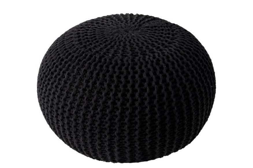 Pouf Leeds 50cm schwarz aus Strick