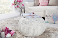 Pouf Leeds 50cm weiss aus Strick