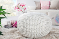 Pouf Leeds 50cm weiss aus Strick