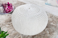 Pouf Leeds 50cm weiss aus Strick