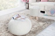 Pouf Leeds 50cm weiss aus Strick