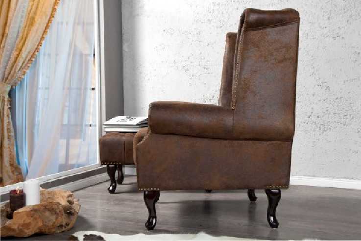 Ohrensessel Chesterfield braun Antik Look