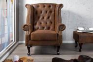 Ohrensessel Chesterfield braun Antik Look