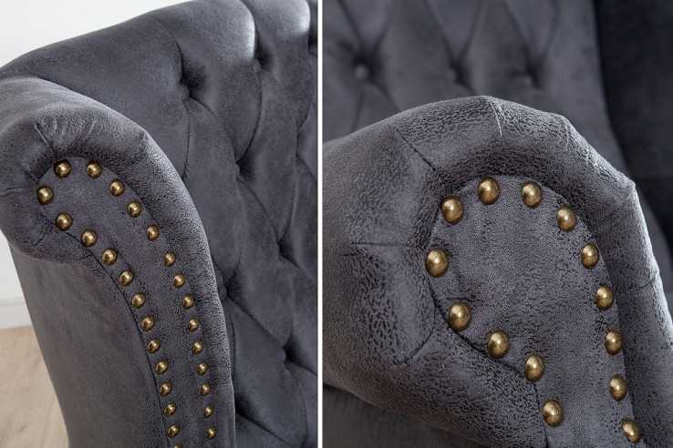 Ohrensessel Chesterfield grau Antik Look