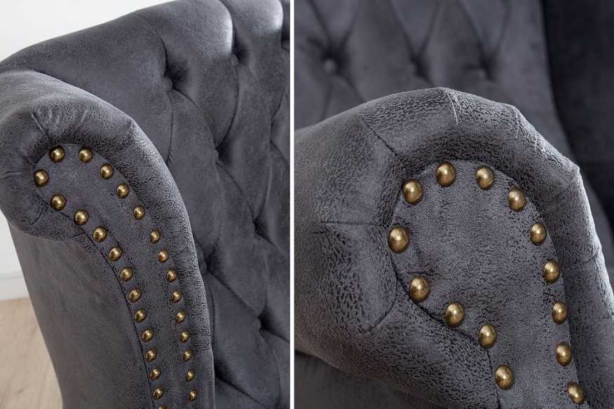 Ohrensessel Chesterfield grau Antik Look