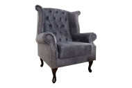 Ohrensessel Chesterfield grau Antik Look