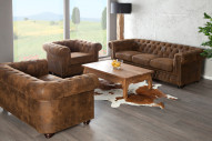 CHESTERFIELD - 110cm brun fåtölj i retrostil