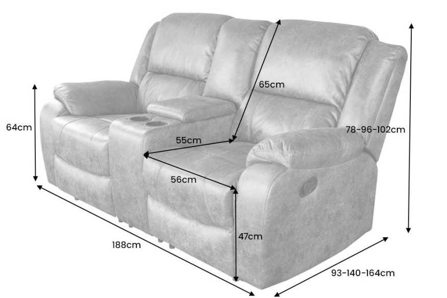 HOLLYWOODIA - 188CM BIOFÅTÖLJ 2-SITS
