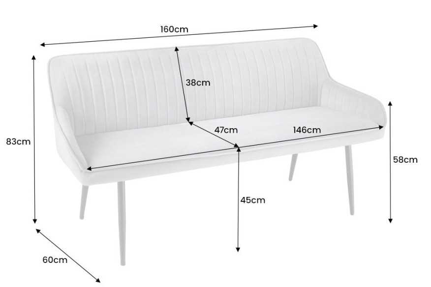 LYRA - 160CM SAMMETSBÄNK