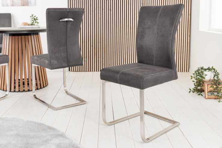 GRÅ MIKROFIBER & KROMAD STATIV