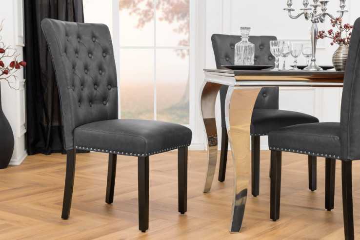  SVART KONSTLÄDER CHESTERFIELD