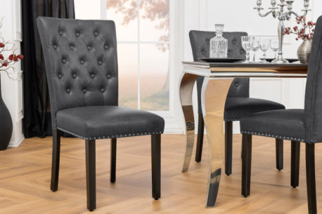 SVART KONSTLÄDER CHESTERFIELD