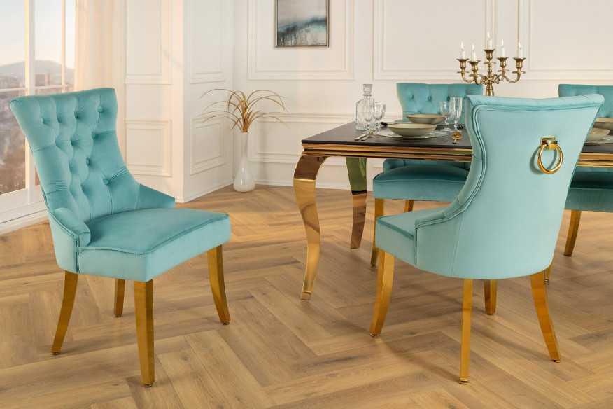  SAMMET LJUST BLÅ MED GULDBEN